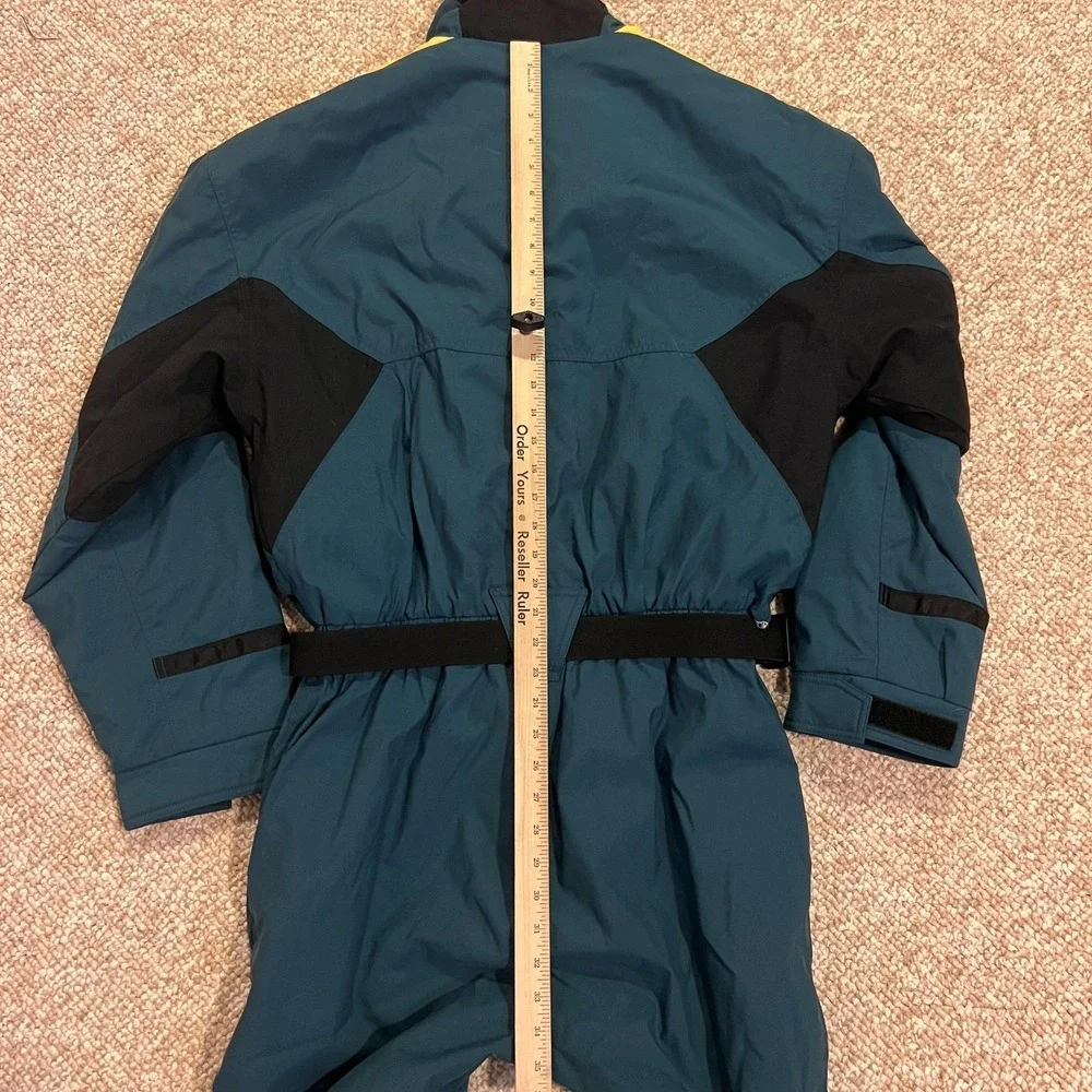Vintage Tyrolia Ski Suit Mens M Blue Colorblock One Piece Belted Snow Ski